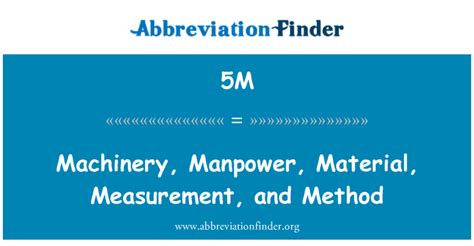 5M: Maquinaria, mano de obra, materiales, medición y método.